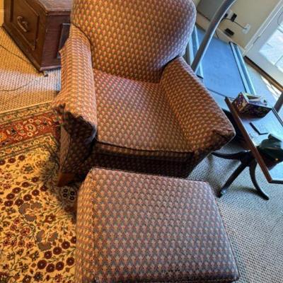 Norwalk Furniture's High Back Chair w/ Rolled Arms & Matching Ottoman	