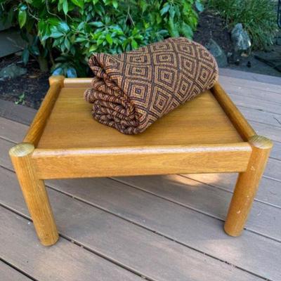 Vintage Danish Teak Coffee Table & Very Large Wool Throw Blanket	