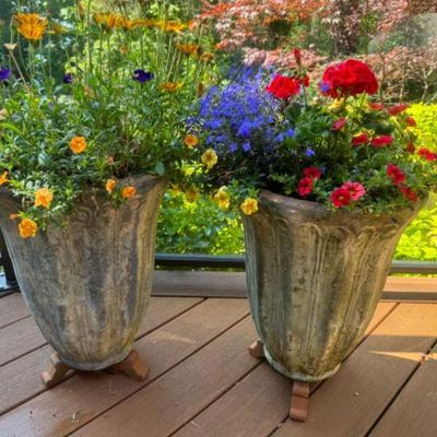 20'' Stone Planter w/ Fluted Design	