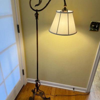 Vintage Copper Tone Bridge Floor Lamp w/ Adjustable Brightness Settings	