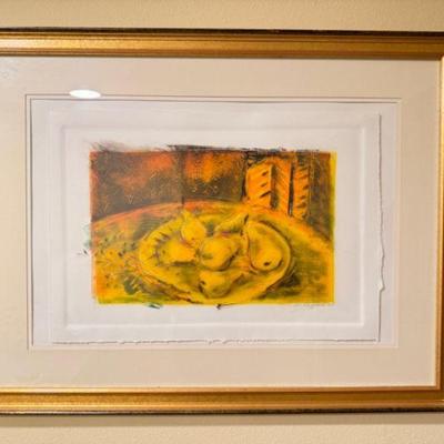 Original Signed Still Life Art Of Vibrant Pears in Focus - by M.J Haggard '97