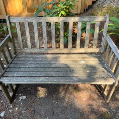 Nicely Weathered Slatted Garden Bench	