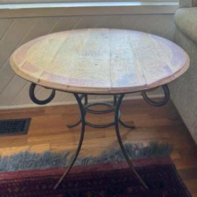 A.P John Coopers Wine Barrel Top Side Table w/ Scroll Pedestal