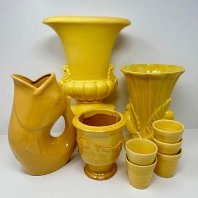 Vintage Style Yellow Gurgle Pot Collection, Planters, & Vases	