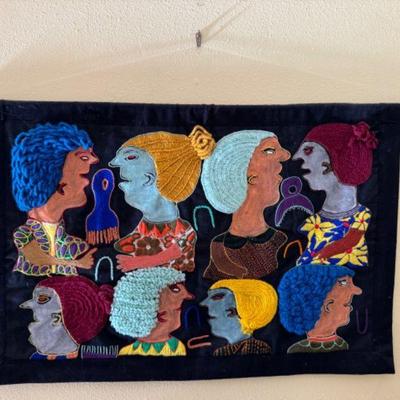 Handwoven Textile Tapestry w/ Vibrant Human Figures	