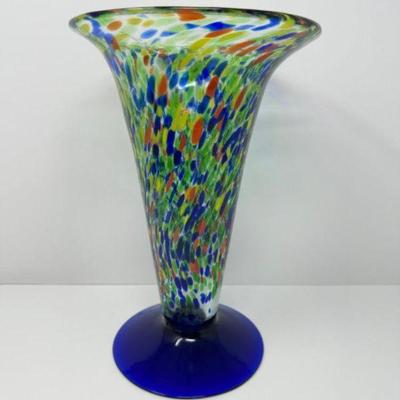 Vibrant Multi-Color Hand-Blown Glass Vase