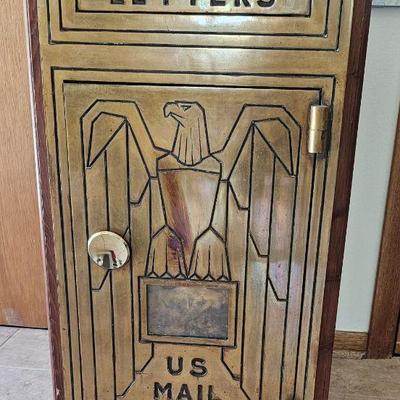 US Brass Mailbox by Cutler- Marble Top & Enclosed in Wood