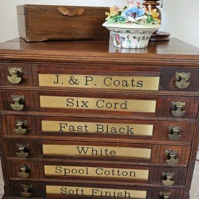 J & P Coats -6 Drawer Spool Cabinet  w/ Embossed sides
