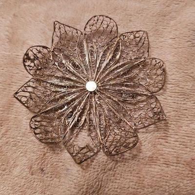 Silver Filigree Flower Tray