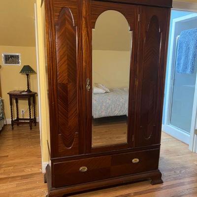Victorian Armoire with Mirror and Storage Drawer - $250