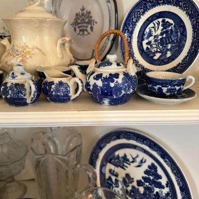 Assorted porcelain dishware and teapot collection