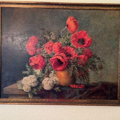 "Mohnblumen In Vase" by Max Theodore Streckenbach, oil painting - $160