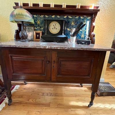Antique Wash Stand/Buffet with Marble Top - $350