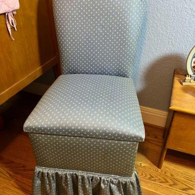 Vintage Upholstered Side Chair w/under seat storage - $25