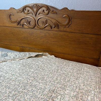 Antique Oak Full Size Headboard w/Mattress & Boxspring - $150