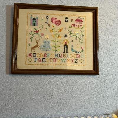 Framed Antique Cross-stich Alphabet  - $30