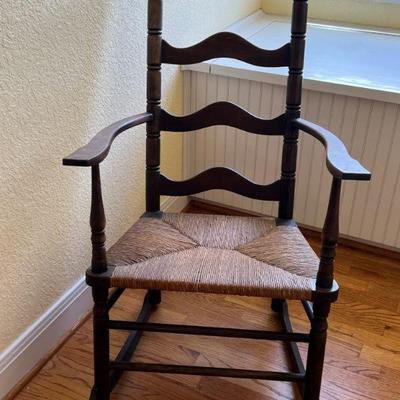 Antique Walnut Ladder Back Rocking Chair - Excellent Condition! - $250