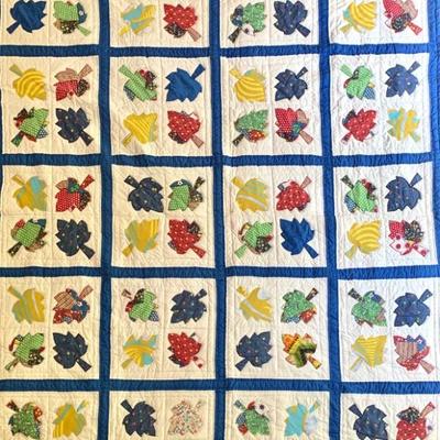 Hand sewn quilt, 74 x 93”