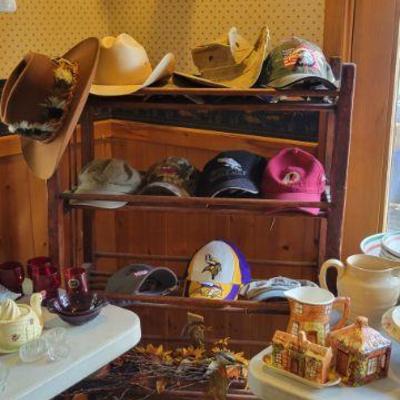 Antique factory shoe rack and Hats 