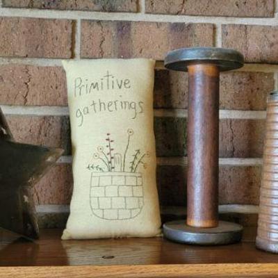 Antique spools & primitive decor