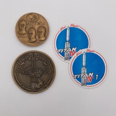 Pair of Commemorative Bronze Coins - Apollo 14 & Titan IV