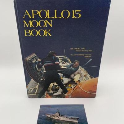 APOLLO 15 MOON BOOK - USS Okinawa Recovery Ship - Rare