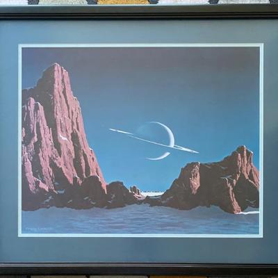 Chesley Bonestell Print - Saturn As Seen From Titan - Vintage Print
