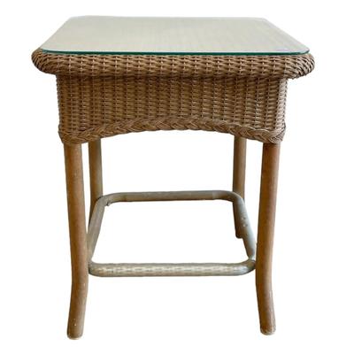 MID CENTURY LLOYD LOOM WICKER SIDE TABLE