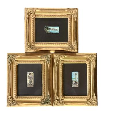 3 pc MINIATURE HAND PAINTED PORCELAIN PLAQUES