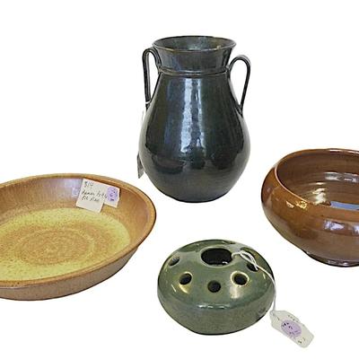 4 PC SEAGROVES NC POTTERY AUMAN + NELL COLE GRAVES +