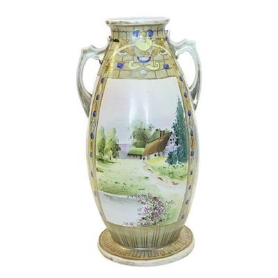 LARGE NIPPON HAND PAINTED LANDSCAPE ART NOUVEAU