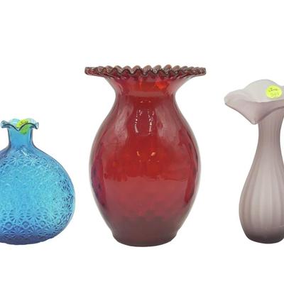3 VINTAGE GLASS VASES