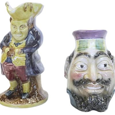 2 ANTIQUE MAJOLICA JUGS SARREGUEMINES + ENGLISH