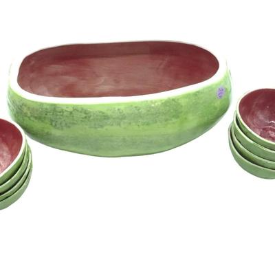 VINTAGE CERAMIC WATERMELON BOWL SET - 9 PC