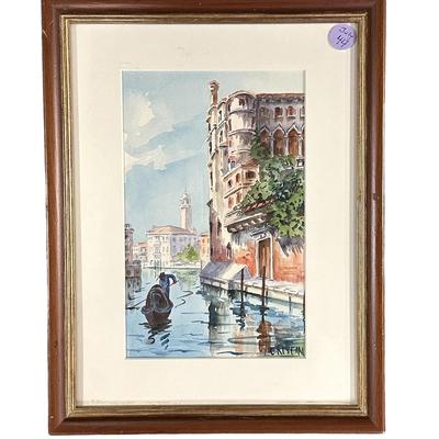 Original MCM Vintage Venice Watercolor signed lower right. 