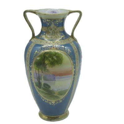 HAND PAINTED NIPPON LANDSCAPE VASE