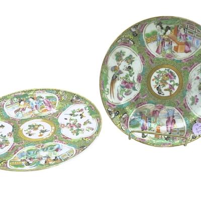 PAIR (2) ANTIQUE CHINESE EXPORT ROSE MEDALLION PLATES