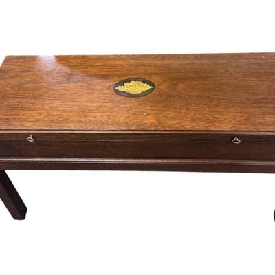 American Federal Style Marquetry Inlaid Campaign Chest on fixed stand. Lift Top. Brass Handles. Inlaid Marquetry Shell. Very good...