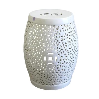 Mid Century Chinese Blanc de Chine Porcelain Reticulated Garden Stool that has been electrified to illuminate. Purchased at China Pottery...