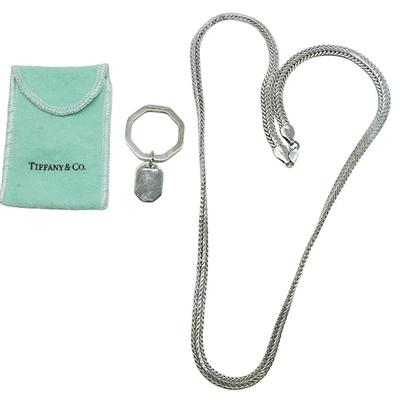 TIFFANY STERLING KEYCHAIN & HEAVY ITALIAN STERLING CHAIN