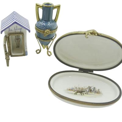 Lot of 3 Limoges boxes all hand painted porcelain from France. 