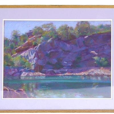 Alden Baker (b. 1928) Gallery Framed Pastel "Rockport Quarry" 1985. In frame 32"x26"