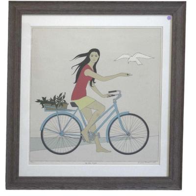 Will Barnet (1911-2012) Signed Limited Edition 1979 Serigraph, 84 of only 300 made. "Blue Bicycle". Signed, numbered and titled...