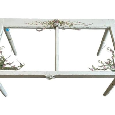 Antique Reclaimed Hand Painted Wood Window Coffee Table . Measures 18" x 36" x 19" .