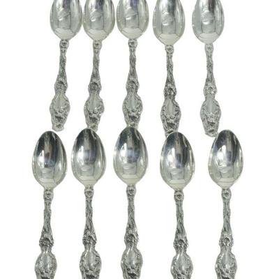 10 GORHAM STERLING SILVER LILY TEASPOONS