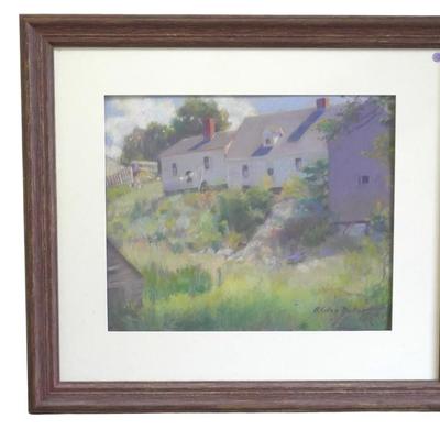 Alden Baker (b. 1928) Gallery Framed Pastel "Row of Houses". In frame 32.5"x36.5"