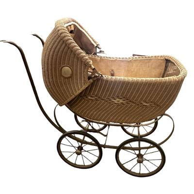 Antique American Wicker Baby Carriage / Stroller made by F.A. Whitney.