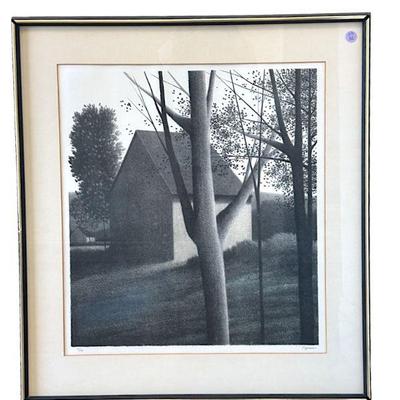 Robert Kipniss (american, b 1931) limited edition lithograph. "Backyard IV" Pencil signed and numbered by the artist. #37 of...