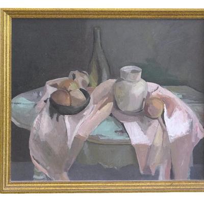 MID CENTURY STILL LIFE OIL ON CANVAS