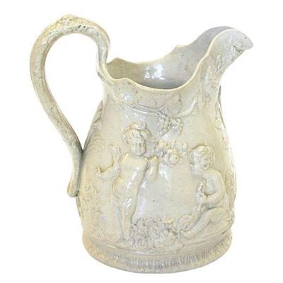 ANTIQUE CROWN STAFFORDSHIRE PARIAN PITCHER